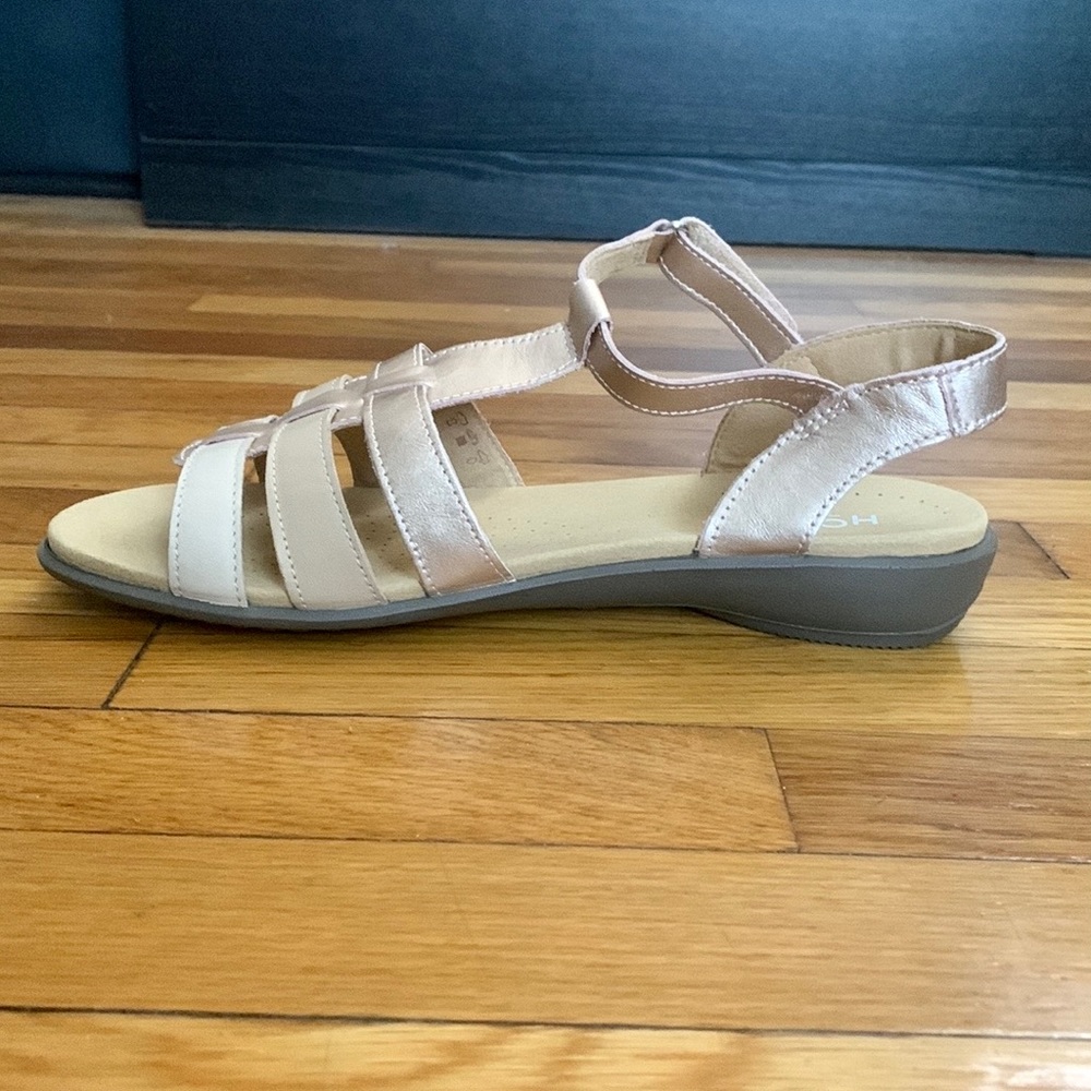 NIB Hotter Sol Rose Gold Leather Women’s Gladiator Sandals - Size 10 - Picture 3 of 7
